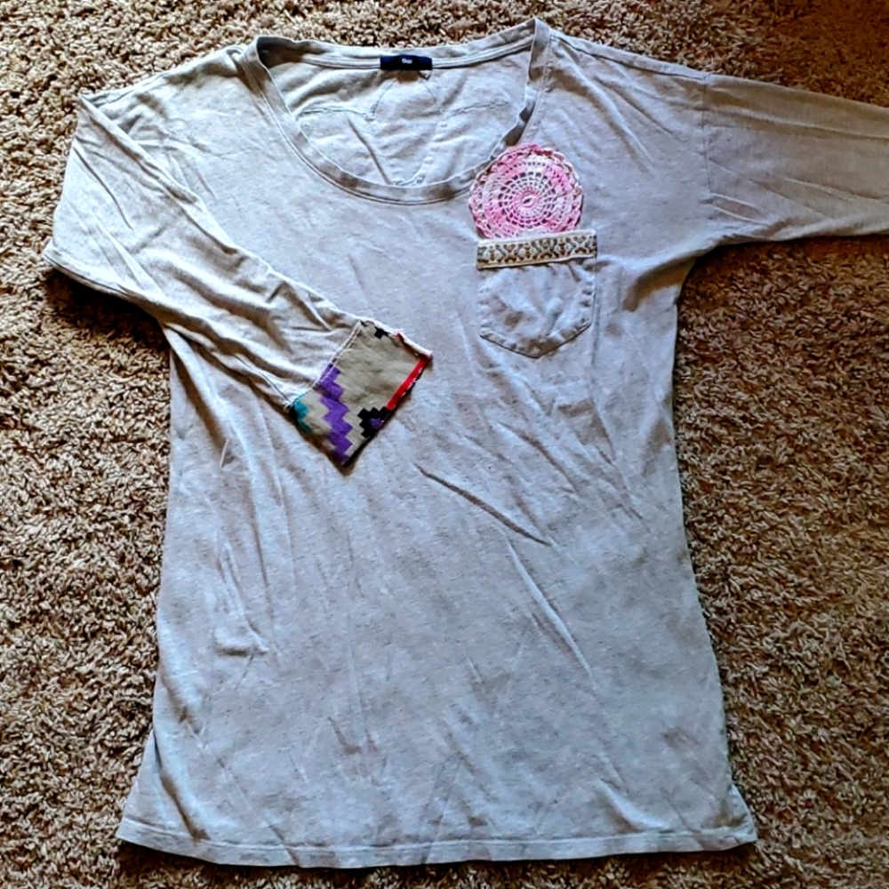 Mountain Girl Clothing 3/4 sleeve Patchwork shirt